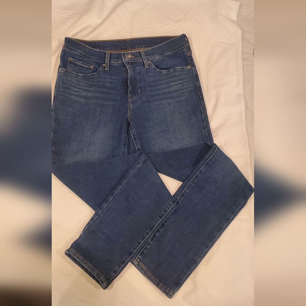 Blue Skinny Jeans with Contrast Stitching